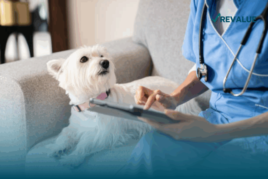 Perro observando a su veterinario cubierto por un seguro de gastos médicos para perros en México.