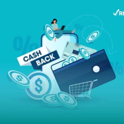 Representación del funcionamiento de las plataformas de cashback, en las que las marcas dan una comisión por el producto que la plataforma vende, y una parte se regresa al cliente.